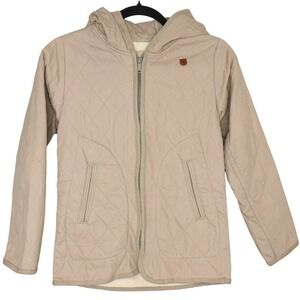 Burton Jacket Girls Size Small Beige Gemmi JK Quilted Hooded Fleece Lined